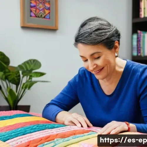 Home 31 퀼트 제작으로 수익형 취미 갖기 - **Prompt:** A cozy and inviting home quilting studio bathed in warm, natural light. A woman in her l...